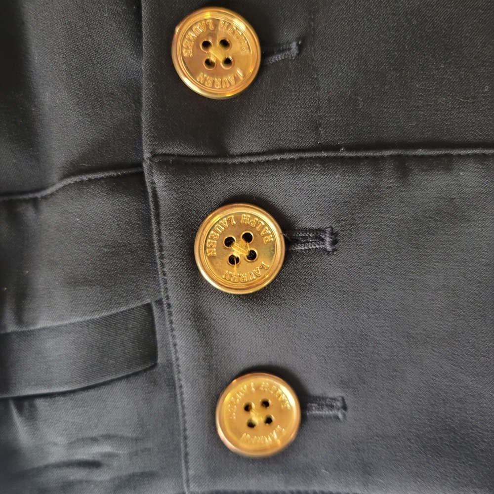 Womens Lauren Ralph Lauren Black Wide Leg Sailor Trouser Pants Gold Button Sz 16 - Picture 7 of 9
